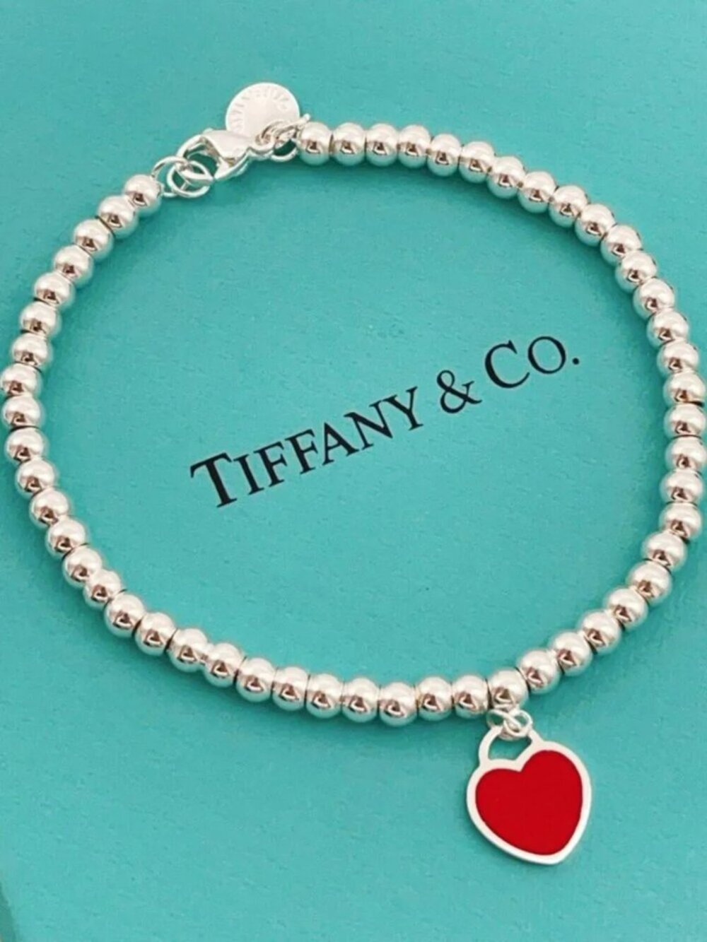 Tiffany & Co. Red Heart Bead Bracelet